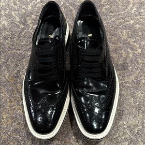 Prada Black Leather Brogues in size 6
